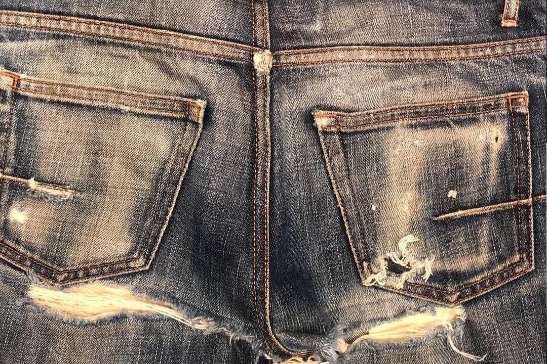 denim that is very frayed