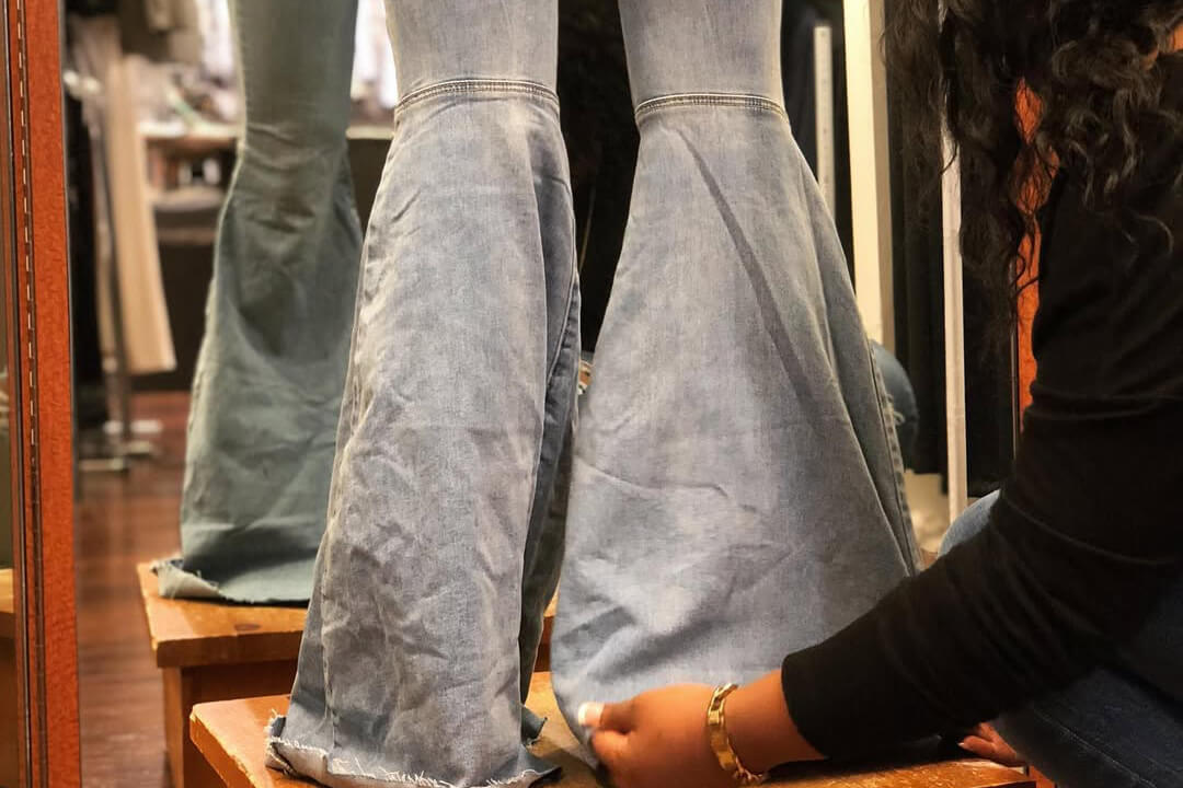 bell bottom denim